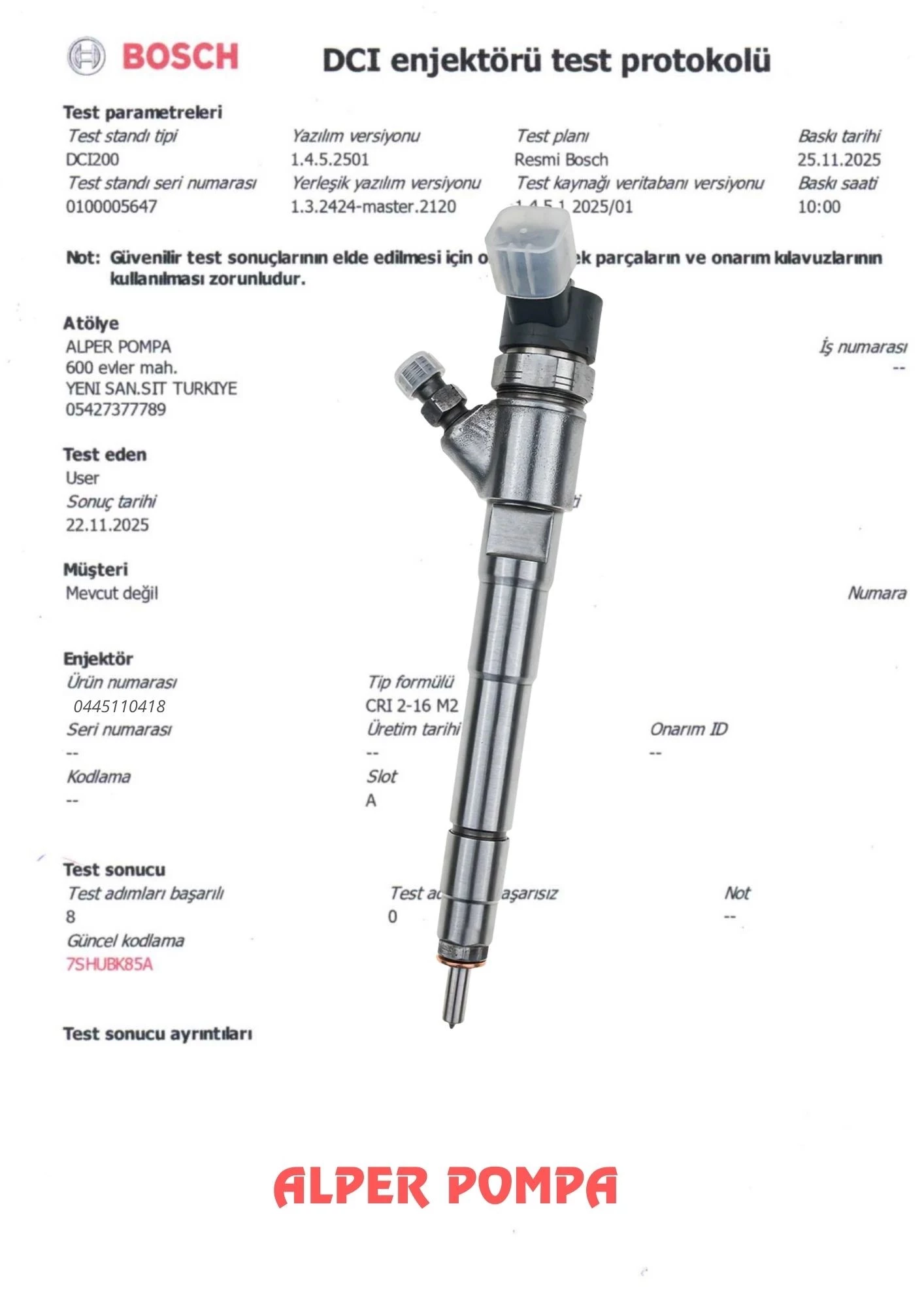 BOSCH 0445110418 Enjektör FİAT DUCATO 2.3D EURO 5  504389548