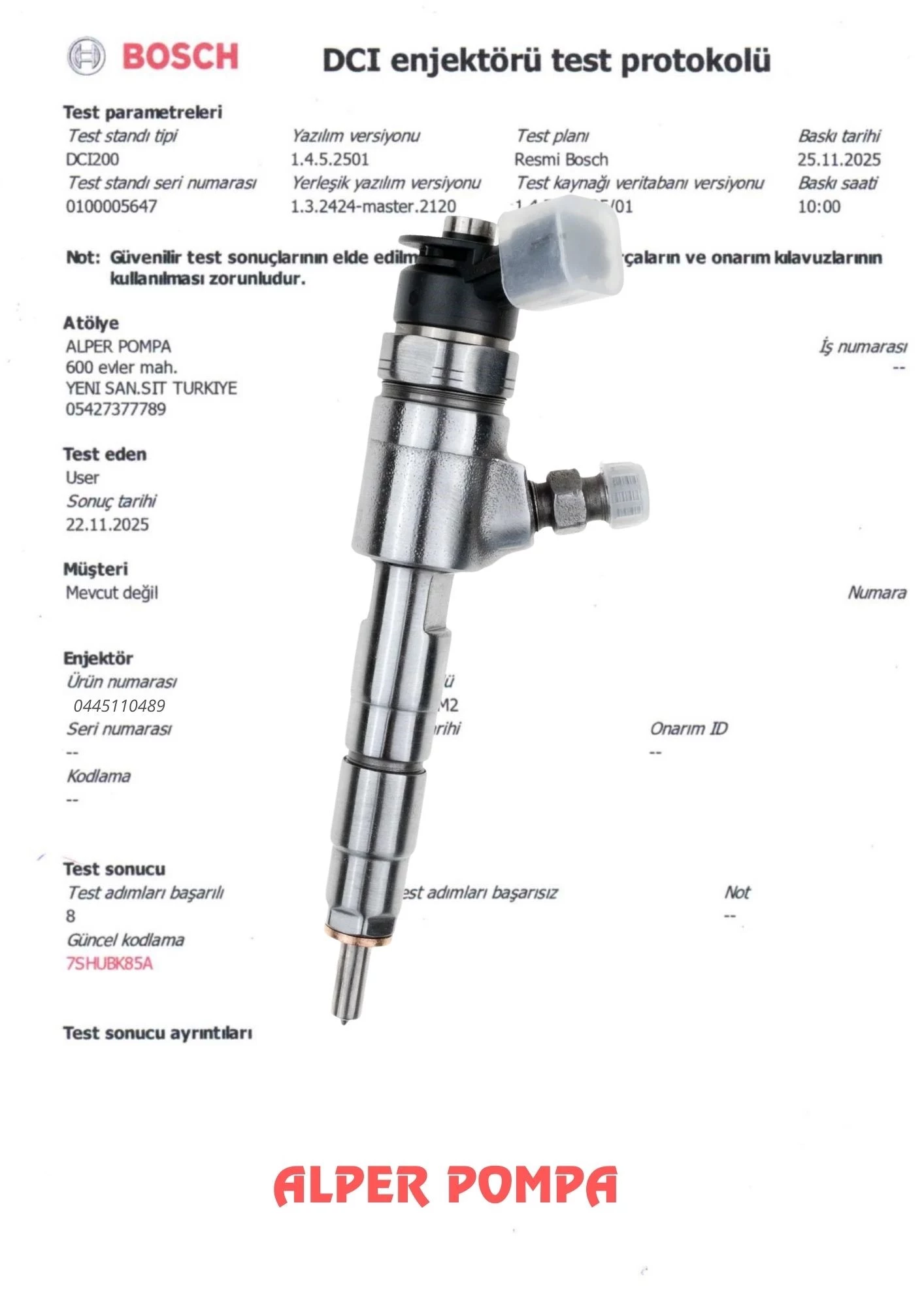 BOSCH 0445110489 Enjektör FORD TRANSİT COURIER EURO 5 CV6Q9F593AA