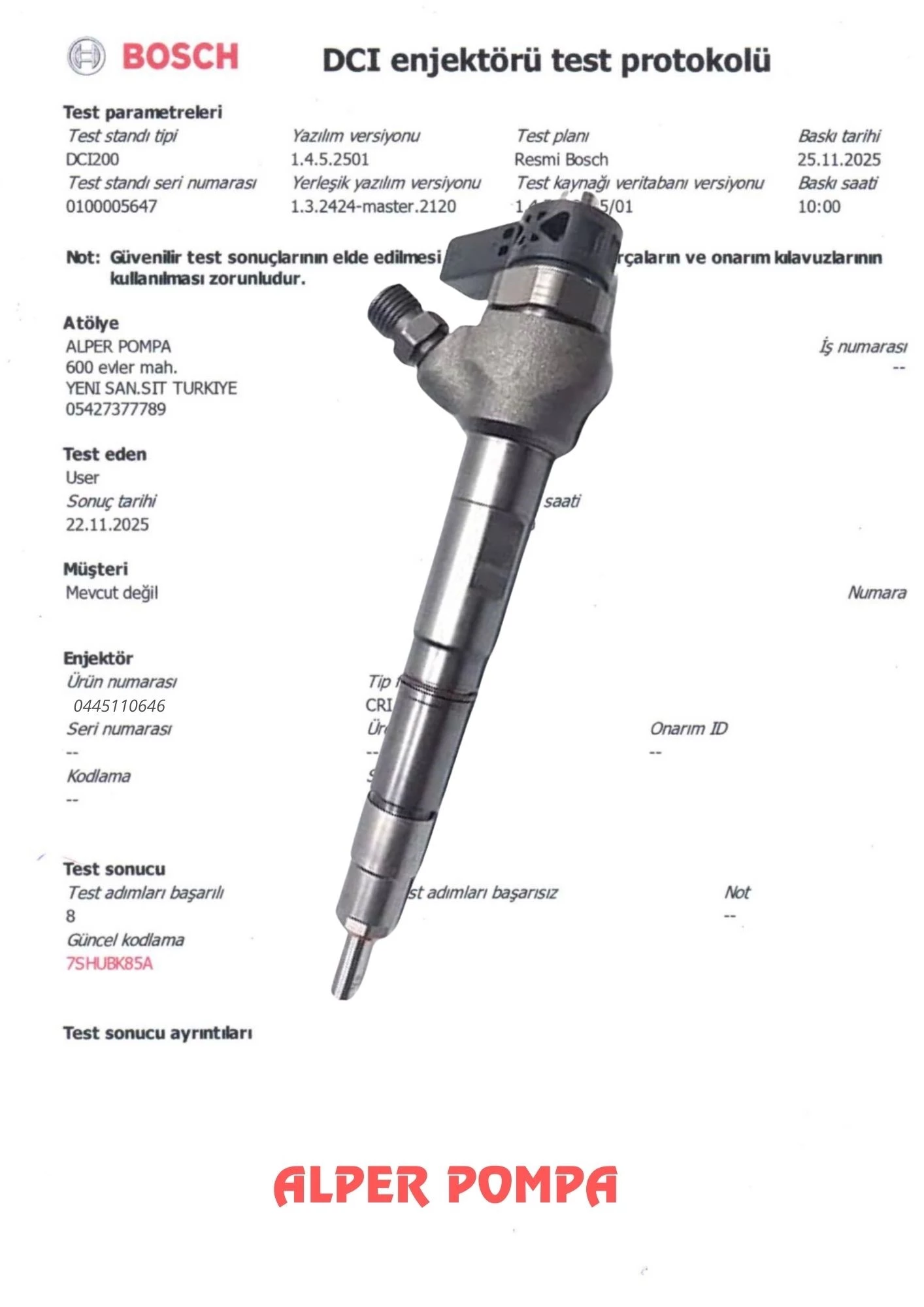 BOSCH 0445110646 Enjektör 
