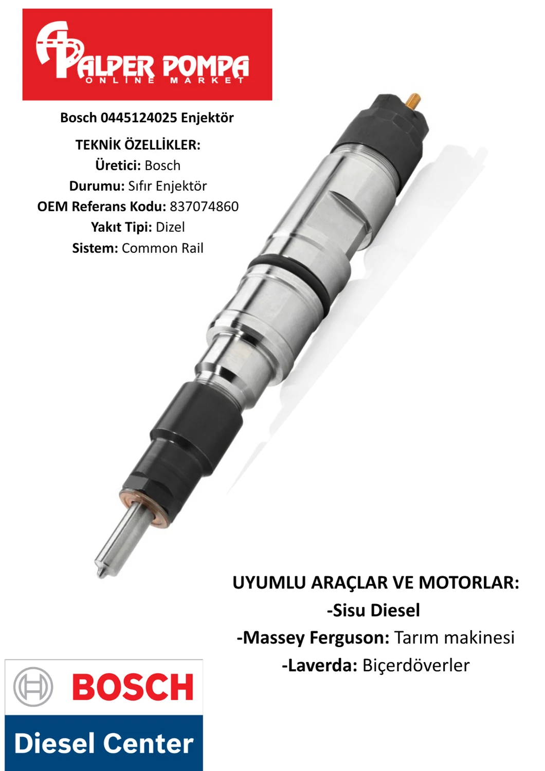  BOSCH 0445124025 ENJEKTÖR