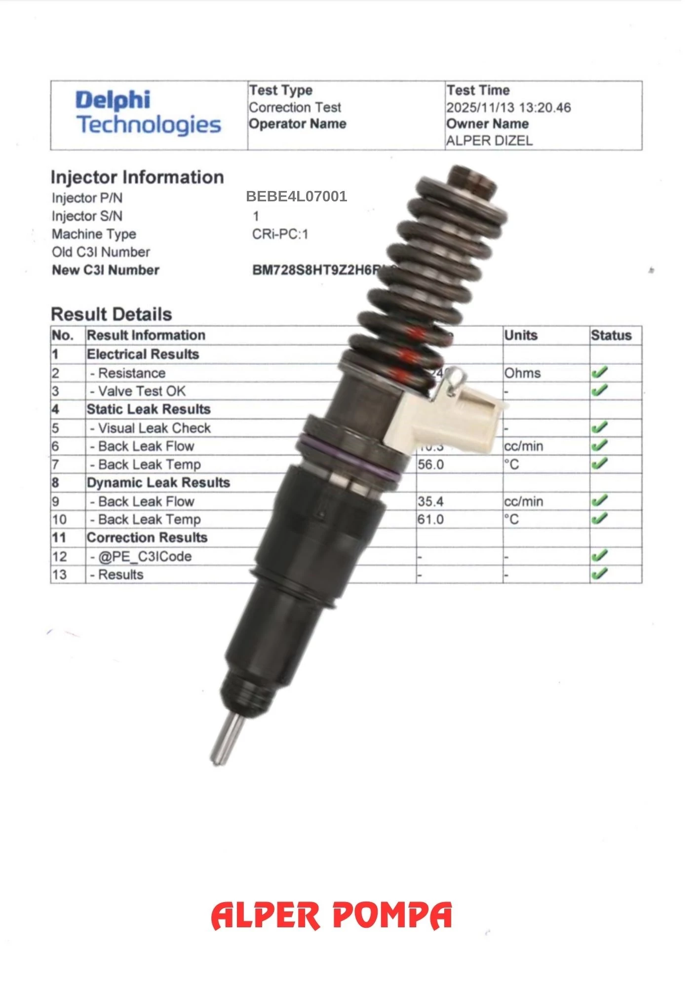 DELPHİ BEBE4L07001 ENJEKTÖR